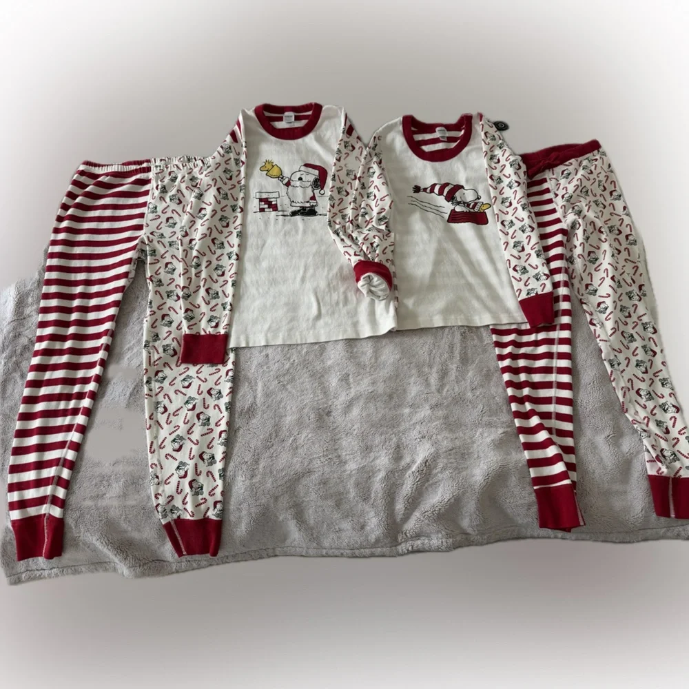Hanna Andersson HIS(L) & Hers(M) Organic Cotton Peanuts Christmas PJs - Picture 5 of 5